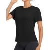 imageBALEAF Womens Workout Tops Short Sleeve Loose Fit Yoga Athletic Shirts Lightweight Moisture Wicking Running TopBlack