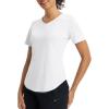 imageBALEAF Womens Short Sleeve Shirts UPF 50 Sun Shirt V Neck UV Workout Moisture Wicking Quick Dry Fit TShirtsWhite