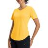 imageBALEAF Womens Short Sleeve Shirts UPF 50 Sun Shirt V Neck UV Workout Moisture Wicking Quick Dry Fit TShirtsYellow