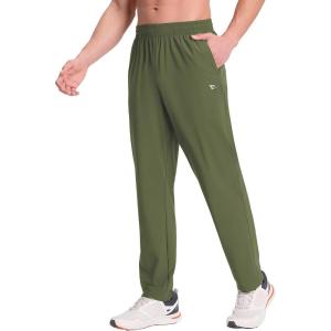imageBALEAF Mens Running Pants Lightweight Athletic Workout Joggers with Zipper Pockets Tapered Quick Dry Sweatpants UPF50Army Green