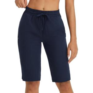 imageBALEAF Womens 13 Knee Length Hiking Shorts Quick Dry Water Resistant Lightweight Bermuda with PocketsNavy Blue