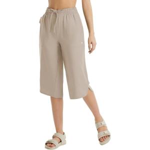 imageBALEAF Womens 17quot Capri Pants Bermuda Long Shorts Below Knee Wide Leg Lightweight Quick Dry Elastic Waist Casual for HikingLight Khaki