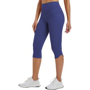 imageBALEAF Womens 17quot High Waisted Lycra Capri Leggings with Pockets Tummy Control Yoga Gym Capris PantsNavy Blue