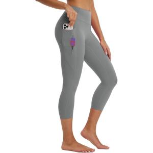 imageBALEAF Womens Capri Leggings with Pockets Tummy Control 21quot Inseam Workout Capris Yoga PantsGraphite Gray