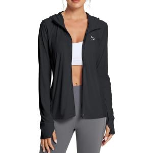 imageBALEAF Womens UPF 50 Sun Protection Shirts SPF Jacket UV Cooling Hoodie Long Sleeve Summer Clothing for Outdoor HikingBlack