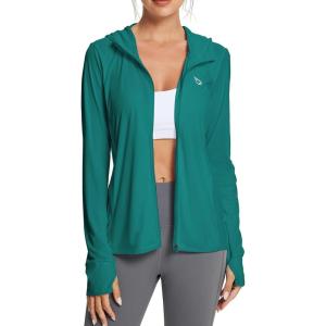 imageBALEAF Womens UPF 50 Sun Protection Shirts SPF Jacket UV Cooling Hoodie Long Sleeve Summer Clothing for Outdoor HikingGreen