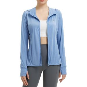 imageBALEAF Womens UPF 50 Sun Protection Shirts SPF Jacket UV Cooling Hoodie Long Sleeve Summer Clothing for Outdoor HikingHeather Blue