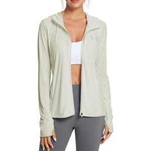 imageBALEAF Womens UPF 50 Sun Protection Shirts SPF Jacket UV Cooling Hoodie Long Sleeve Summer Clothing for Outdoor HikingLight Brown