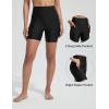 imageBALEAF Womens 5quot High Waisted Swim Shorts with Zipper Pockets Tummy Control Swimsuits Bottoms Board Shorts with LinerBlack
