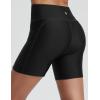 imageBALEAF Womens 5quot High Waisted Swim Shorts with Zipper Pockets Tummy Control Swimsuits Bottoms Board Shorts with LinerBlack