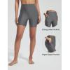imageBALEAF Womens 5quot High Waisted Swim Shorts with Zipper Pockets Tummy Control Swimsuits Bottoms Board Shorts with LinerDark Gray