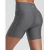 imageBALEAF Womens 5quot High Waisted Swim Shorts with Zipper Pockets Tummy Control Swimsuits Bottoms Board Shorts with LinerDark Gray