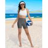 imageBALEAF Womens 5quot High Waisted Swim Shorts with Zipper Pockets Tummy Control Swimsuits Bottoms Board Shorts with LinerDark Gray
