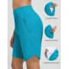 imageBALEAF Womens 9quot Long Swim Board Shorts with Zipper Pockets High Waisted Tummy Control Beach Shorts with LinerAqua Blue