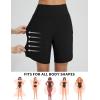 imageBALEAF Womens 9quot Long Swim Board Shorts with Zipper Pockets High Waisted Tummy Control Beach Shorts with LinerBlack