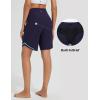 imageBALEAF Womens 9quot Long Swim Board Shorts with Zipper Pockets High Waisted Tummy Control Beach Shorts with LinerNavy Blue