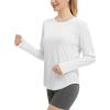 imageBALEAF Womens Long Sleeve Workout Shirts Running Athletic Hiking Tops for Women Lightweight UPF50 Quick Dry ThumbholesUltra White