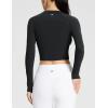 imageBALEAF Womens Long Sleeve Workout Tops Athletic Crop Top Running Slim Fit Gym Yoga ShirtsBlack