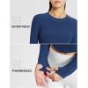 imageBALEAF Womens Long Sleeve Workout Tops Athletic Crop Top Running Slim Fit Gym Yoga ShirtsBlue