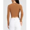 imageBALEAF Womens Long Sleeve Workout Tops Athletic Crop Top Running Slim Fit Gym Yoga ShirtsCaramel