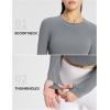 imageBALEAF Womens Long Sleeve Workout Tops Athletic Crop Top Running Slim Fit Gym Yoga ShirtsGraphite Gray