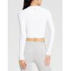 imageBALEAF Womens Long Sleeve Workout Tops Athletic Crop Top Running Slim Fit Gym Yoga ShirtsWhite