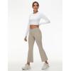 imageBALEAF Womens Petite Flare Leggings Tummy Control Crossover High Waisted Yoga Pants with Pockets Work Casual 27quotKhaki