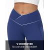 imageBALEAF Womens Petite Flare Leggings Tummy Control Crossover High Waisted Yoga Pants with Pockets Work Casual 27quotNavy Blue