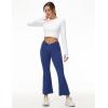 imageBALEAF Womens Petite Flare Leggings Tummy Control Crossover High Waisted Yoga Pants with Pockets Work Casual 27quotNavy Blue