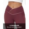 imageBALEAF Womens Petite Flare Leggings Tummy Control Crossover High Waisted Yoga Pants with Pockets Work Casual 27quotWine Red