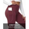 imageBALEAF Womens Petite Flare Leggings Tummy Control Crossover High Waisted Yoga Pants with Pockets Work Casual 27quotWine Red
