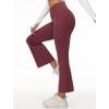 imageBALEAF Womens Petite Flare Leggings Tummy Control Crossover High Waisted Yoga Pants with Pockets Work Casual 27quotWine Red