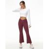 imageBALEAF Womens Petite Flare Leggings Tummy Control Crossover High Waisted Yoga Pants with Pockets Work Casual 27quotWine Red