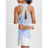 imageBALEAF Womens Tank Tops Running Cross Open Back Top Sleeveless Racerback Gym Workout Athletic Quick Dry Tennis UPF 50Light Blue
