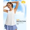 imageBALEAF Womens Tank Tops Running Cross Open Back Top Sleeveless Racerback Gym Workout Athletic Quick Dry Tennis UPF 50White