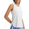 imageBALEAF Womens Tank Tops Running Cross Open Back Top Sleeveless Racerback Gym Workout Athletic Quick Dry Tennis UPF 50White