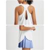 imageBALEAF Womens Tank Tops Running Cross Open Back Top Sleeveless Racerback Gym Workout Athletic Quick Dry Tennis UPF 50White