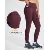 imageBALEAF Womens Thick Fleece Lined Winter Leggings Thermal Warm Pants Water Resistant Hiking High WaistedWine Red