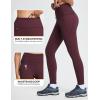 imageBALEAF Womens Thick Fleece Lined Winter Leggings Thermal Warm Pants Water Resistant Hiking High WaistedWine Red