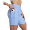 imageBALEAF Womens 5quot High Waisted Swim Shorts with Zipper Pockets Tummy Control Swimsuits Bottoms Board Shorts with LinerLight Blue