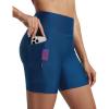 imageBALEAF Womens 5quot High Waisted Swim Shorts with Zipper Pockets Tummy Control Swimsuits Bottoms Board Shorts with LinerNavy Blue