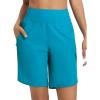 imageBALEAF Womens 9quot Long Swim Board Shorts with Zipper Pockets High Waisted Tummy Control Beach Shorts with LinerAqua Blue