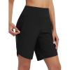 imageBALEAF Womens 9quot Long Swim Board Shorts with Zipper Pockets High Waisted Tummy Control Beach Shorts with LinerBlack