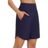imageBALEAF Womens 9quot Long Swim Board Shorts with Zipper Pockets High Waisted Tummy Control Beach Shorts with LinerNavy Blue