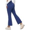 imageBALEAF Womens Petite Flare Leggings Tummy Control Crossover High Waisted Yoga Pants with Pockets Work Casual 27quotNavy Blue
