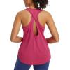 imageBALEAF Womens Tank Tops Running Cross Open Back Top Sleeveless Racerback Gym Workout Athletic Quick Dry Tennis UPF 50Rose Red