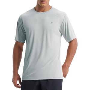 imageBALEAF Mens UPF 50 Sun Protection Shirts UV SPF Short Sleeve TShirts Rash Guard Quick Dry Lightweight Hiking AthleticLight Gray