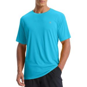 imageBALEAF Mens UPF 50 Sun Protection Shirts UV SPF Short Sleeve TShirts Rash Guard Quick Dry Lightweight Hiking AthleticNavy Blue