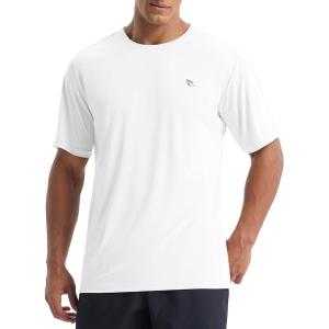 imageBALEAF Mens UPF 50 Sun Protection Shirts UV SPF Short Sleeve TShirts Rash Guard Quick Dry Lightweight Hiking AthleticWhite
