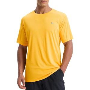 imageBALEAF Mens UPF 50 Sun Protection Shirts UV SPF Short Sleeve TShirts Rash Guard Quick Dry Lightweight Hiking AthleticYellow